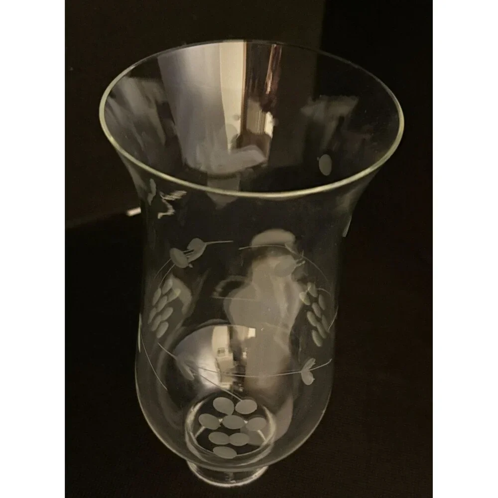 Vintage Etched Glass Grape Design Replacement Candle Globe/Sconce